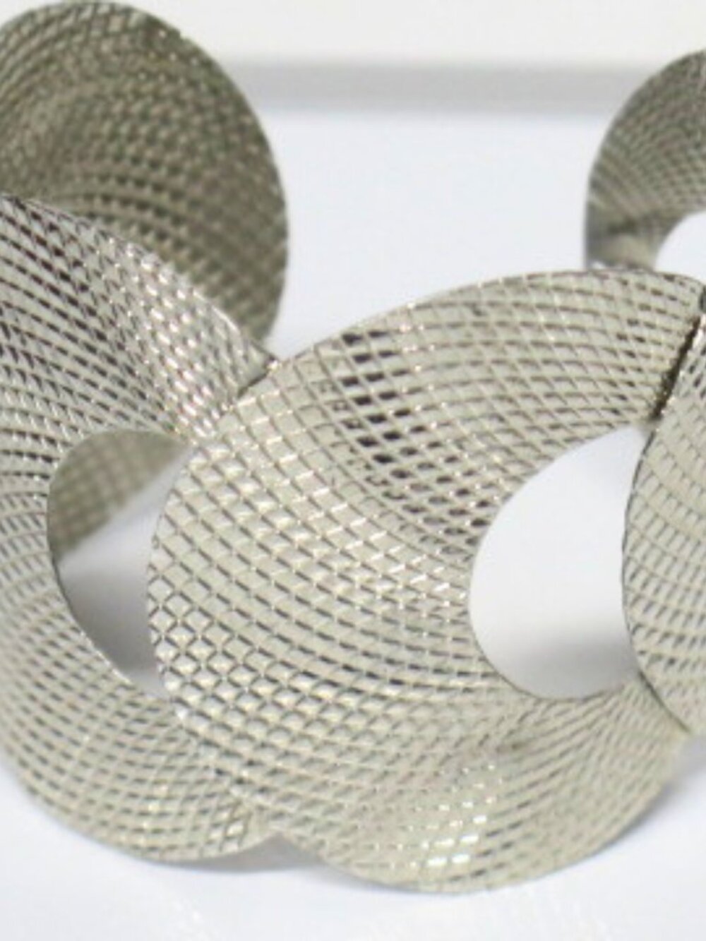 Silver Tone Mesh Wide Statement Cuff Bracelet